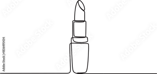 Continuous one line drawing of lipstick. Vector illustration. one line Icon drawing