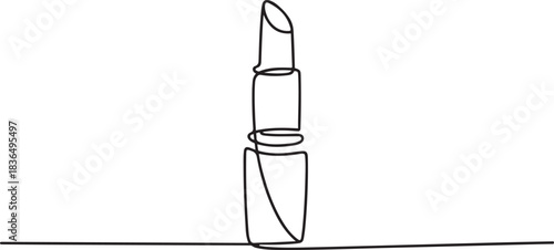 Continuous one line drawing of lipstick. Vector illustration. one line Icon drawing