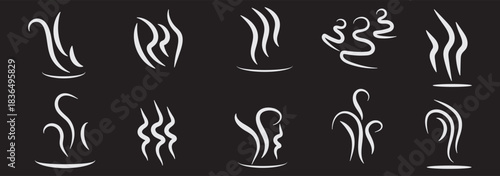 Smoke steam icon vector set. abstract Smoke steam icon on white background.