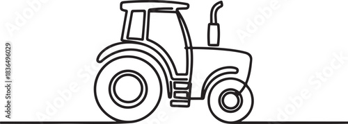 Tractor One line drawing. one line Icon drawing