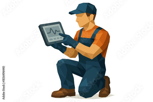 Geometric mechanic analyzing tablet data with low poly style