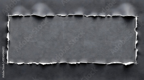 Torn ripped paper frame on dark textured background, copy space