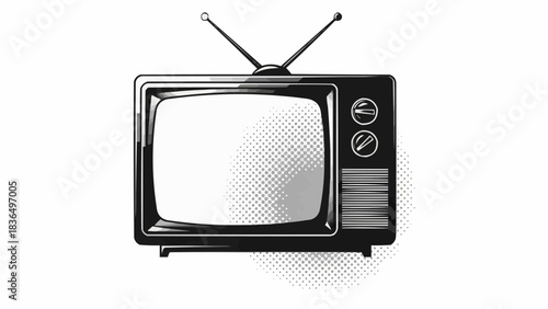 Vintage Television Set with Antennae and Knobs.