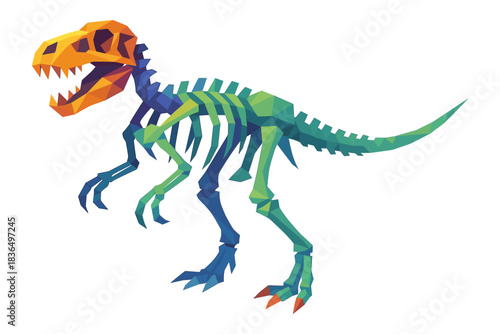 Geometric dinosaur art in vibrant low polygon design for modern decor
