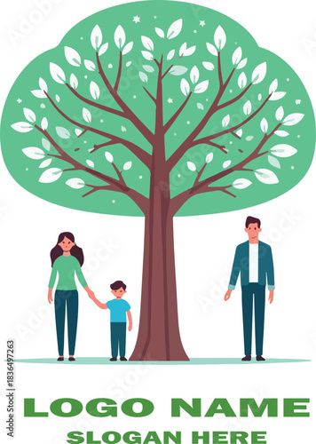 Family tree clipart logo icon vector white background .