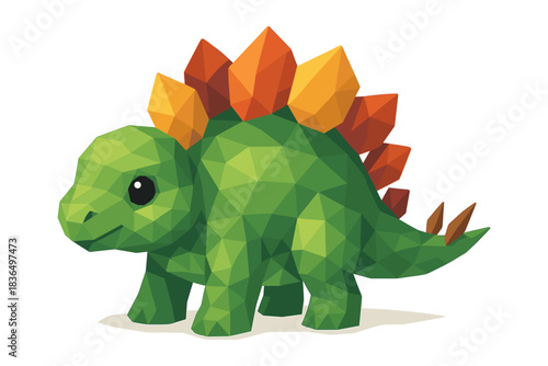 Low poly dinosaur art: geometric stegosaurus design with vibrant colors