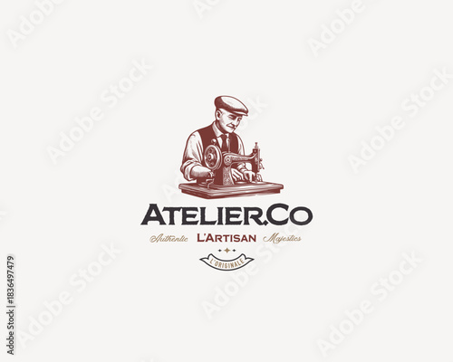 vintage Tailor sewing textile garment company logo
