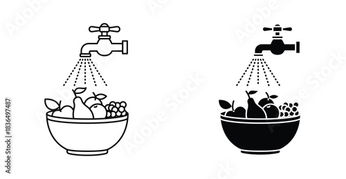 Wash fruits icon graphic design. Vector icon illustrations