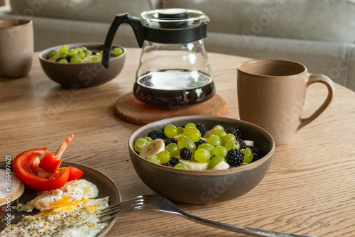 Cozy Healthy Breakfast with Coffee in a Modern Scandinavian Interior