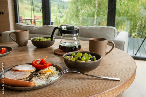 Cozy Healthy Breakfast with Coffee in a Modern Scandinavian Interior