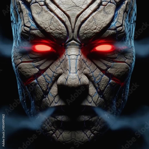 Whispering Void — Non-Human Nightmare Face Macro 4K Horror Stock Footage (Square / 1:1)
