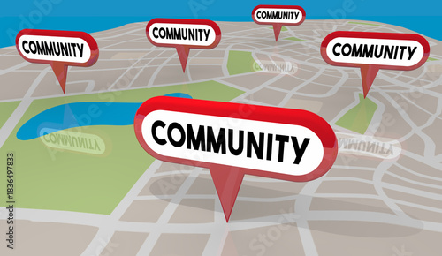 Community Location Map Pin Neighborhood Area City Town 3d Illustration