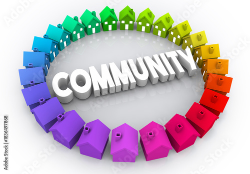Community Homes Houses Neighborhood Area Local Group 3d Illustration