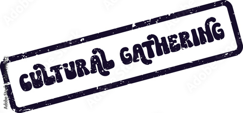 Purple Distressed Rubber Stamp for a Cultural Gathering Event Invitation or Program Material