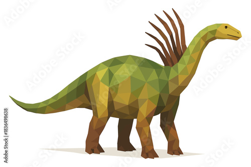 Low poly dinosaur with spikes on back in geometric design
