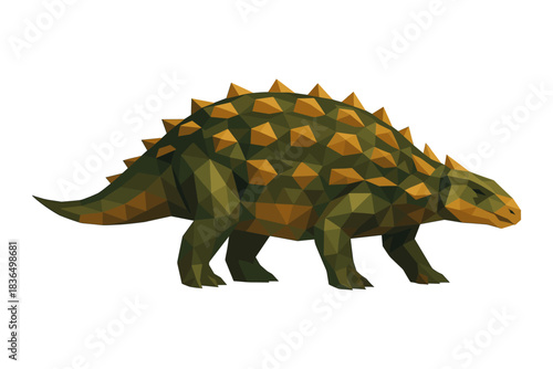 Polygonal ankylosaurus: geometric prehistoric dinosaur design for modern art and education