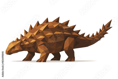 Low poly ankylosaurus dinosaur art: modern geometric design in earth tones