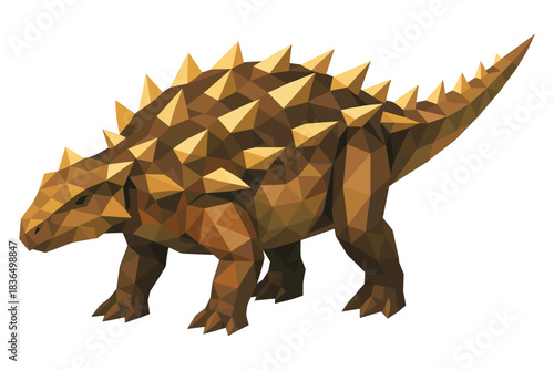 Geometric spiky dinosaur design: 3d low poly prehistoric animal art