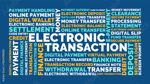 Electronic Transaction Word Cloud, Digital Banking transfer and secure payment terms