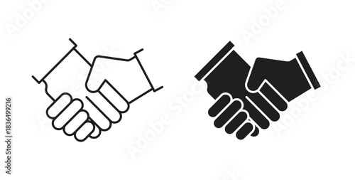 Partner icon in line design and solid black and white colors for designs