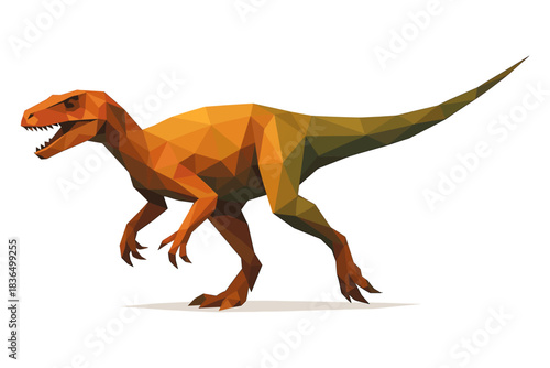 Low poly dinosaur on white background