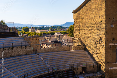 Panorama of the historic center of Orange from the Ancient Theatre