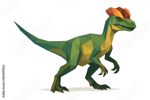 Low poly dinosaur art featuring colorful geometric design with gradient effects