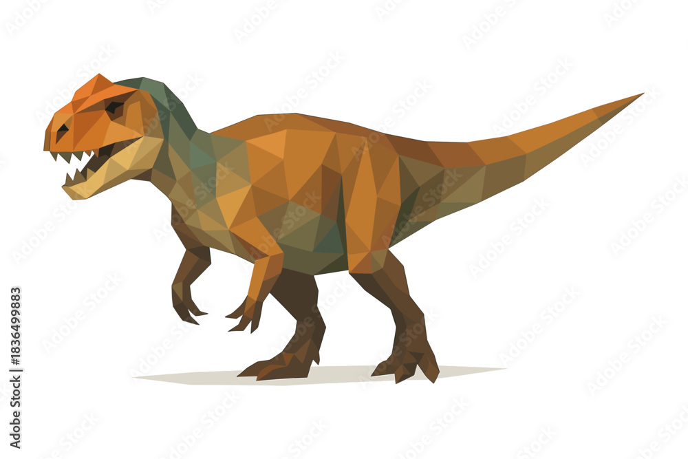 Fototapeta premium Low poly dinosaur art featuring geometric tyrannosaurus rex design