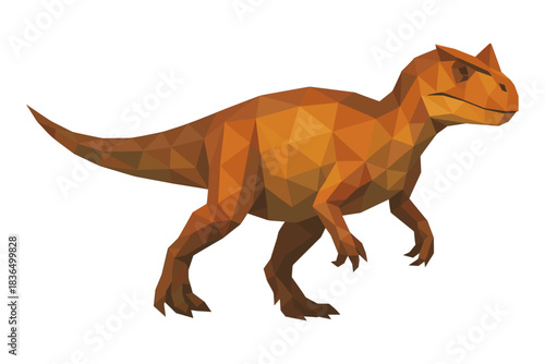 Low poly dinosaur artwork featuring geometric design and vivid colors