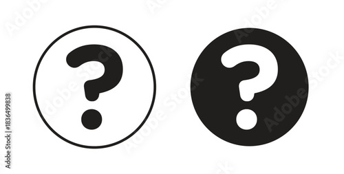 Question icon in line design and solid black and white colors for designs