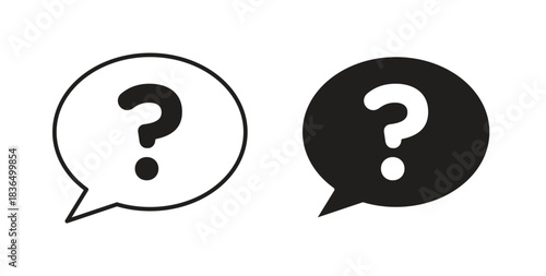 Question icon in line design and solid black and white colors for designs