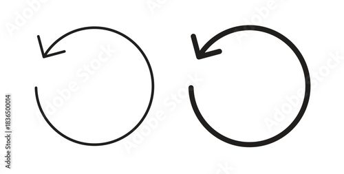 Reset icon in line design and solid black and white colors for designs