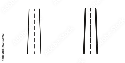 Road icon in line design and solid black and white colors for designs