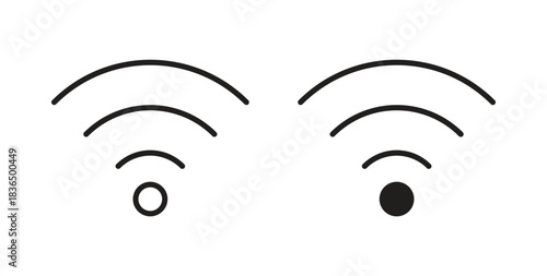 Signal icon in line design and solid black and white colors for designs