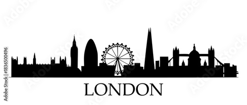 LONDON SKYLINE Outline Silhouette Vector 