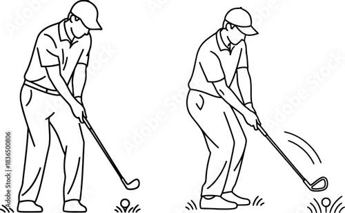 Golf swing sequence vector illustration