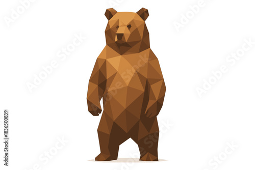Geometric brown bear design featuring stylized low poly art with angular patterns