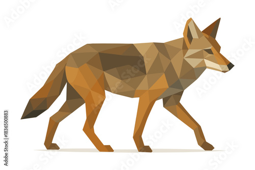 Geometric low poly coyote: modern wildlife art with angular design