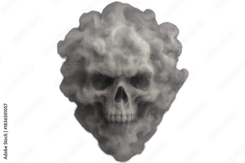 Obraz premium Skull forming from swirling smoke and vapor, creating a spooky and scary ghost for halloween horror concept