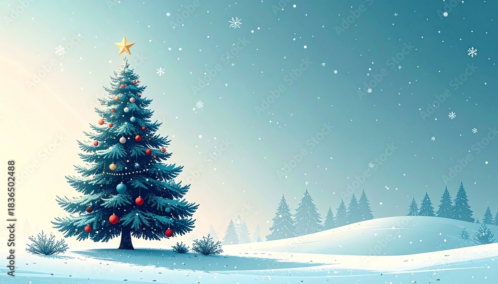Obraz premium 北欧風フラットデザインのクリスマスツリー