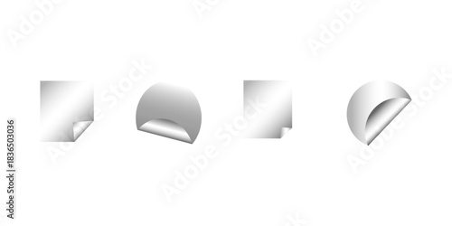 Set of metal labels badges and stickers. blank paper labels, vector stickers. Blank Sticker Design For Mockup Template. Blank sticky notes in various shapes. Set paper stickers isolated on white bg 

