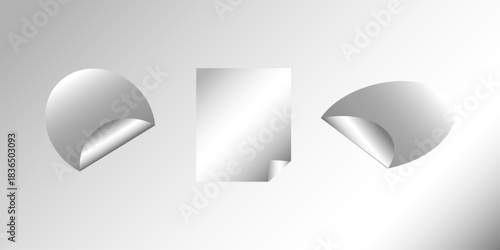 Set of metal labels badges and stickers. blank paper labels, vector stickers. Blank Sticker Design For Mockup Template. Blank sticky notes in various shapes. Set paper stickers isolated on white bg 

