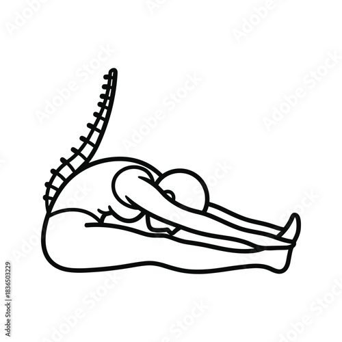 Yoga pose for back health, flexibility, spine wellness illustration.
