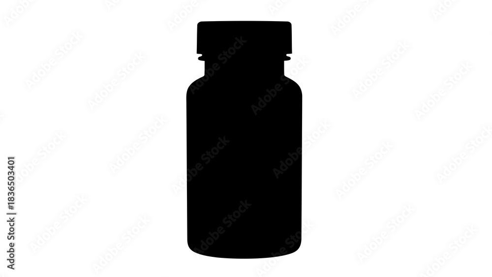 Obraz premium Single black bottle silhouette isolated on white background