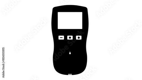Single black digital device illustration isolated on white background