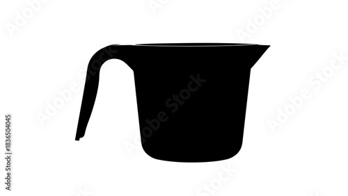 Single black measuring cup silhouette, isolated on white background