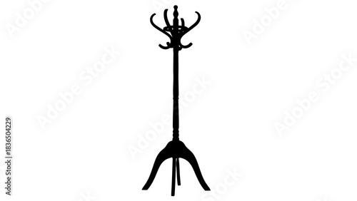 Single black coat hanger silhouette isolated on white background