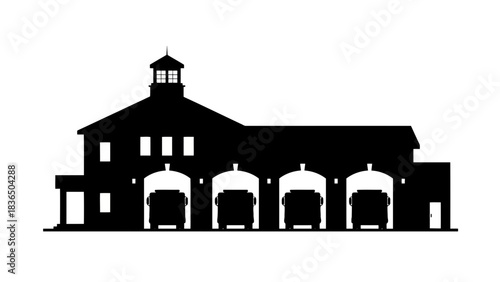 Five black garage door silhouettes isolated on white background