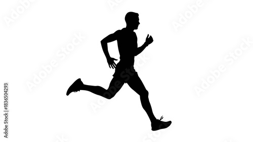Black silhouette runner isolated on white background