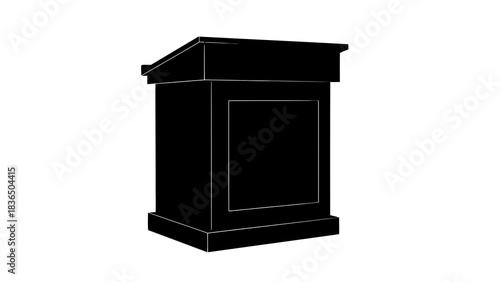 Single black podium silhouette, isolated on white background